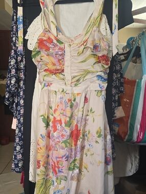 Floral Halter Sundress - Cream Multicolor